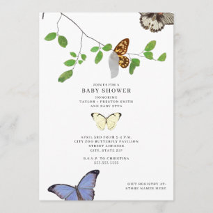 Butterflies Chrysalis Baby Shower Inbjudningar