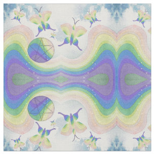 Butterflies, Clouds, Rainbows och Pentacles Tyg