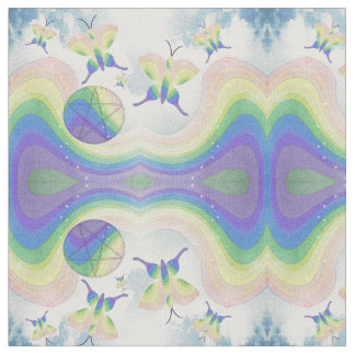 Butterflies, Clouds, Rainbows och Pentacles Tyg