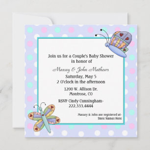 Butterflies Couple's Baby Shower-inbjudan Inbjudningar