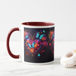 Butterflies dansar bland vibrant Flowers Mugg