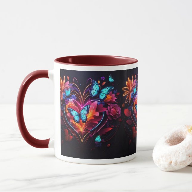 Butterflies dansar bland vibrant Flowers Mugg (Med munk)