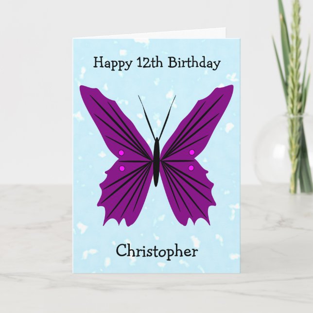 Butterflies Design Personlig 12:e Birthday Kort (Framsida)