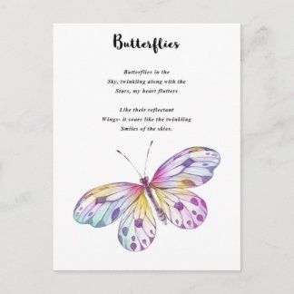 Butterflies Dikt Vykort