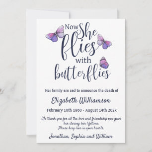 Butterflies Dödsannonsering Funeral Arrangemang Meddelande