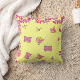 Butterflies & Dragonflies Cushion Kudde