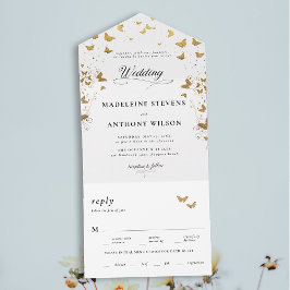 Butterflies Elegant Calligraphy Romantic Bröllop