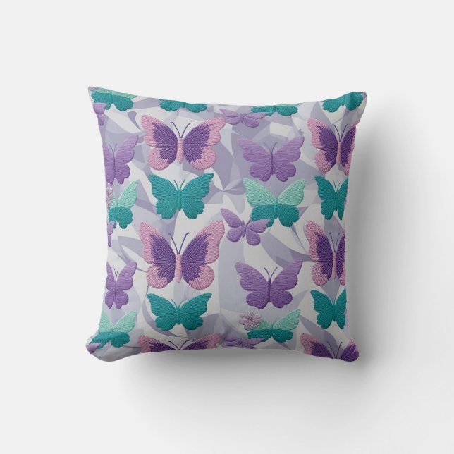 Butterflies Elegant Fabric Stil Mönster Kudde (Framsida)