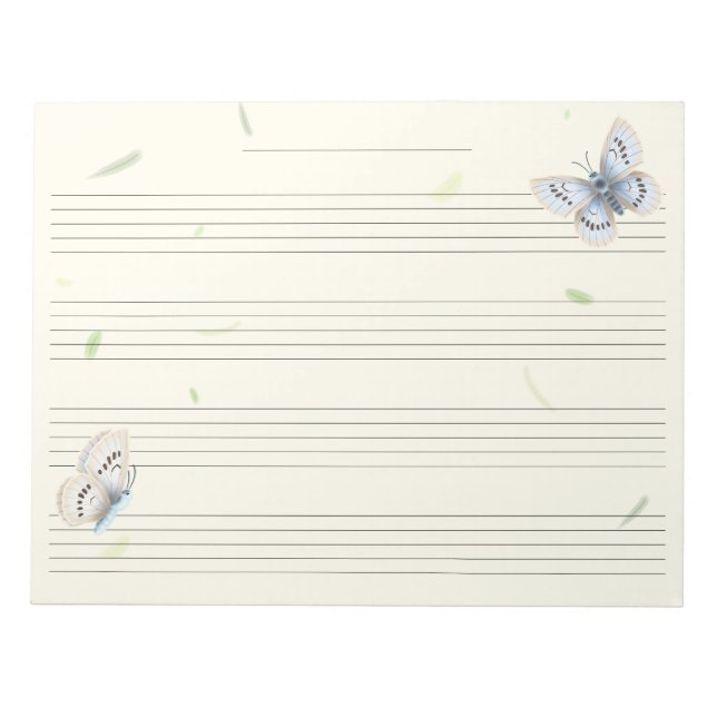 Butterflies Extra Wide Rule Kids Music Manuscript Anteckningsblock (Framsida)