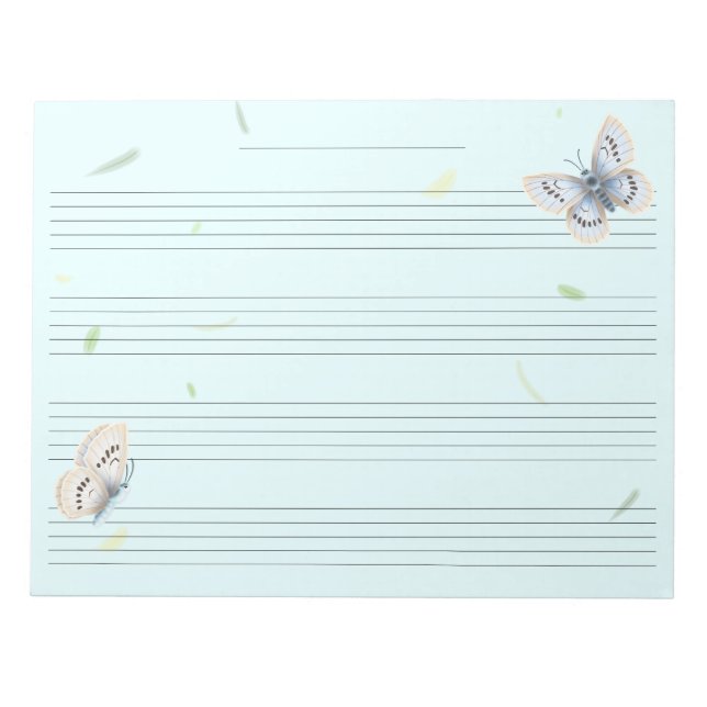 Butterflies Extra Wide Rule Kids Music Manuscript Anteckningsblock (Framsida)