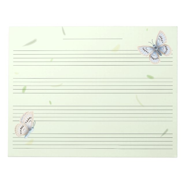 Butterflies Extra Wide Rule Kids Music Manuscript Anteckningsblock (Framsida)
