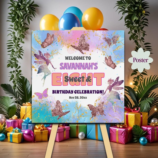 Butterflies Fairy Glitter 8th Birthday Welcome Poster (Skapare uppladdad)