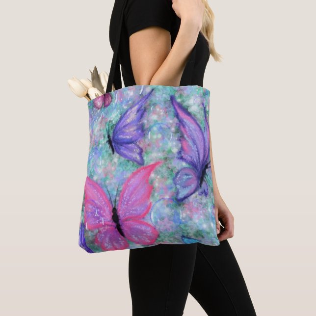 Butterflies Flies Tote Bag - Vår Joy Tygkasse (Närbild)