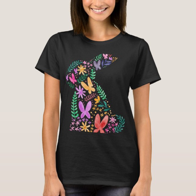 Butterflies Flower Easter Bunny Fun for Spring Eas T Shirt (Framsida)