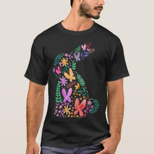 Butterflies Flower Påskhare Roligt for Vår Eas T Shirt