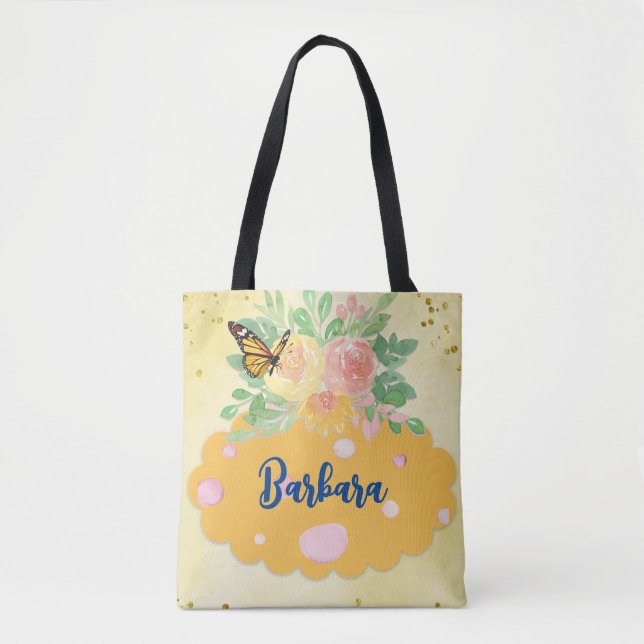 "Butterflies, Flowers and Dots" Tygkasse (Framsida)