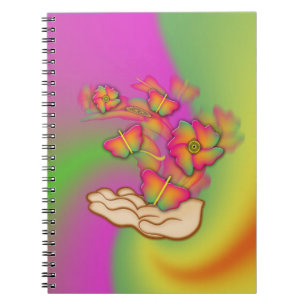 Butterflies & Flowers Anteckningsbok Med Spiral
