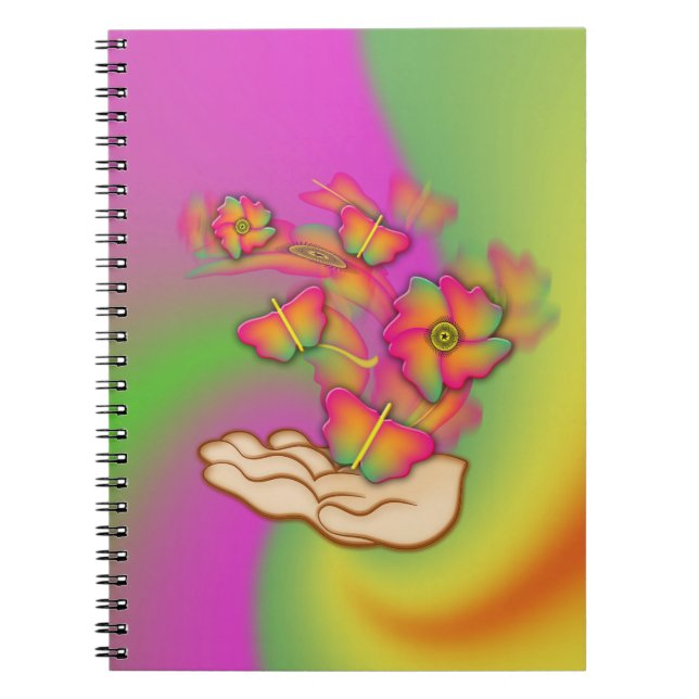 Butterflies & Flowers Anteckningsbok Med Spiral (Framsidan)