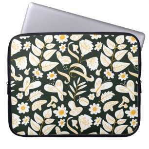 Butterflies & Flowers: Doodle Summer Mönster. Laptop Fodral