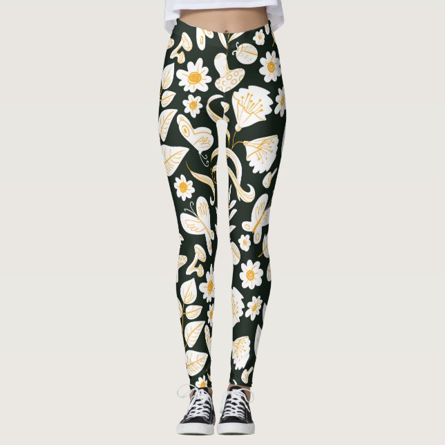 Butterflies & Flowers: Doodle Summer Mönster. Leggings (Framsida)