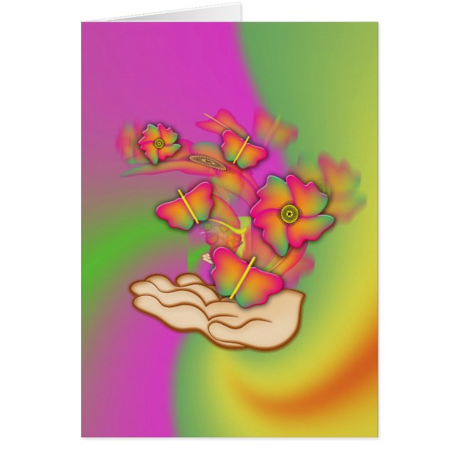 Butterflies & Flowers Hälsningskort (Framsidan)