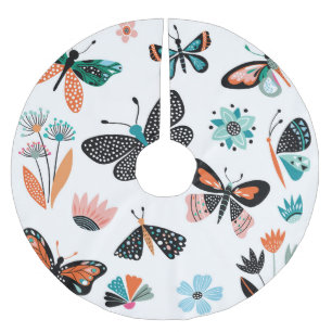 Butterflies Flowers: Hand plockade Collection Julgransmatta Borstad Polyester