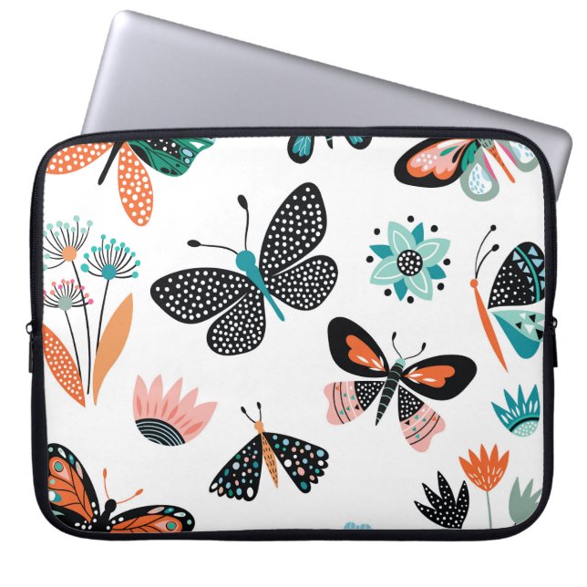 Butterflies Flowers: Hand plockade Collection Laptop Fodral (Framsidan)