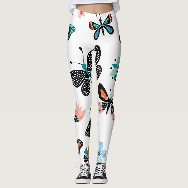 Butterflies Flowers: Hand plockade Collection Leggings (Framsida)