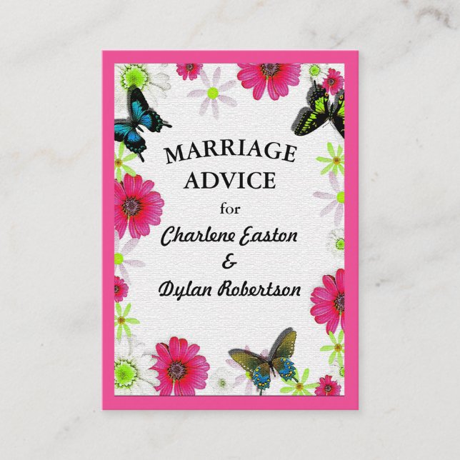 Butterflies & Flowers in Mosaic Giftermål Advice Rådkort (Framsida)