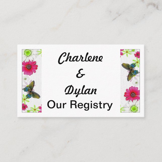 Butterflies & Flowers in Mosaic Registry Tilläggskort (Framsida)