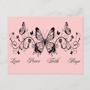 BUTTERFLIES & FLOWERS KÄRLEK PEACE FAITH HOPP VYKORT