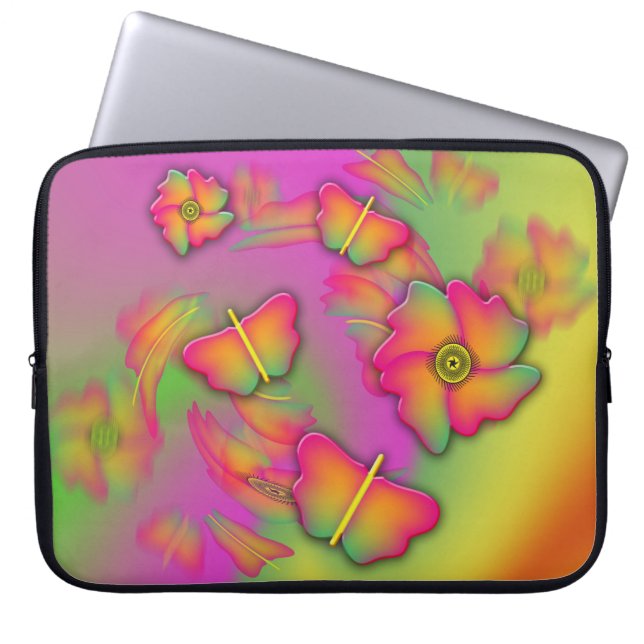 Butterflies & Flowers Laptop Sleeve (Framsidan)