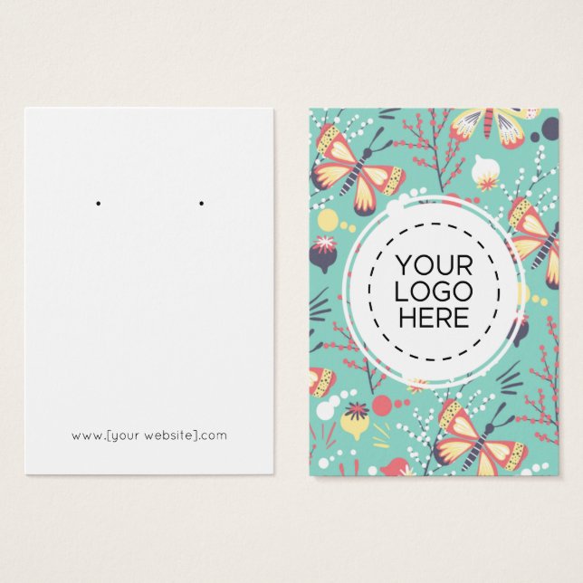 Butterflies Flowers Mönster Earring Visning Card Visitkort (Framsida & baksida)