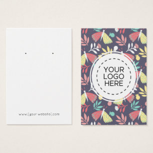 Butterflies Flowers Mönster Earring Visning Card Visitkort