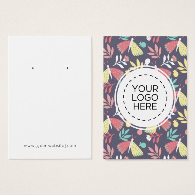 Butterflies Flowers Mönster Earring Visning Card Visitkort (Framsida & baksida)