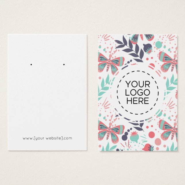 Butterflies Flowers Mönster Earring Visning Card Visitkort (Framsida & baksida)