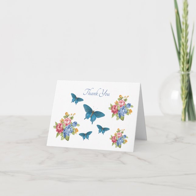 Butterflies Flowers Nature Tack eller Get well Kort (Framsida)
