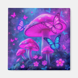 Butterflies Flowers och Mushrum-Fairycore Magnet
