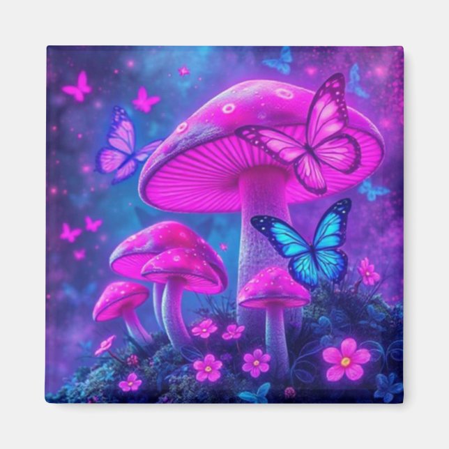 Butterflies Flowers och Mushrum-Fairycore Magnet (Framsidan)
