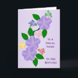 Butterflies Flowers Personlig Sister Birthday Kort<br><div class="desc">Kortfjärilar och blomstersysterkort. Anpassa det här födelsedagskortet med valfri text och skriv sedan ut det och skicka det till dig eller ladda ned det direkt till din mobila enhet. Om du behöver hjälp med att anpassa kontaktar du oss genom länken på den här sidan. Blommigtens designkort för personligens systerfödelsekort som...</div>