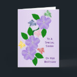 Butterflies Flowers Personlig Sister Birthday Kort<br><div class="desc">Kortfjärilar och blomstersysterkort. Anpassa det här födelsedagskortet med valfri text och skriv sedan ut det och skicka det till dig eller ladda ned det direkt till din mobila enhet. Om du behöver hjälp med att anpassa kontaktar du oss genom länken på den här sidan. Blommigtens designkort för personligens systerfödelsekort som...</div>