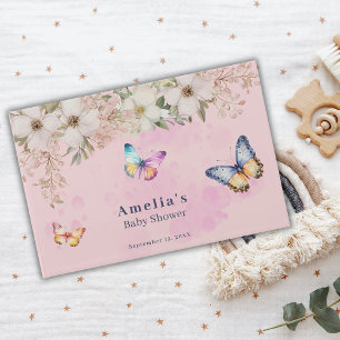 Butterflies Flowers Pink Baby Shower Guest Book Gästböcker