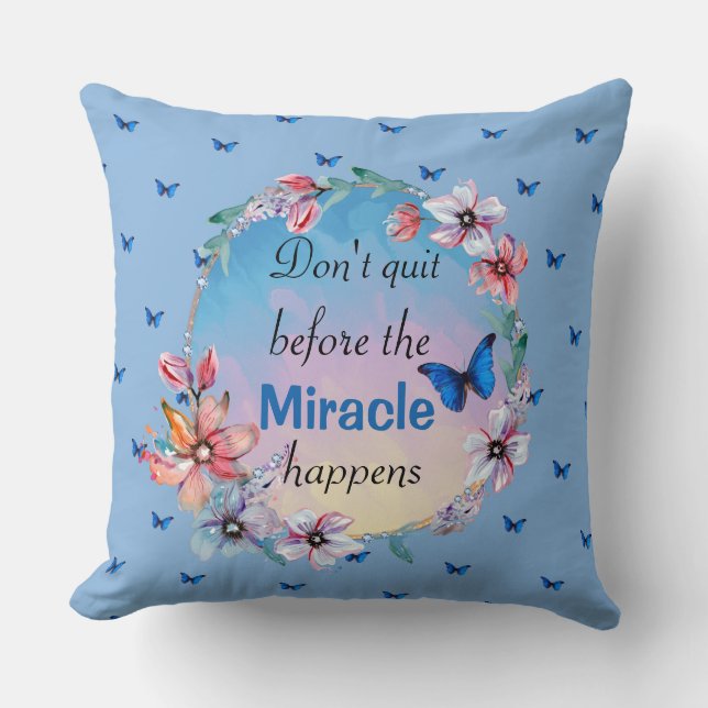 Butterflies & Flowers Positive Mindset Quote Kudde (Framsida)