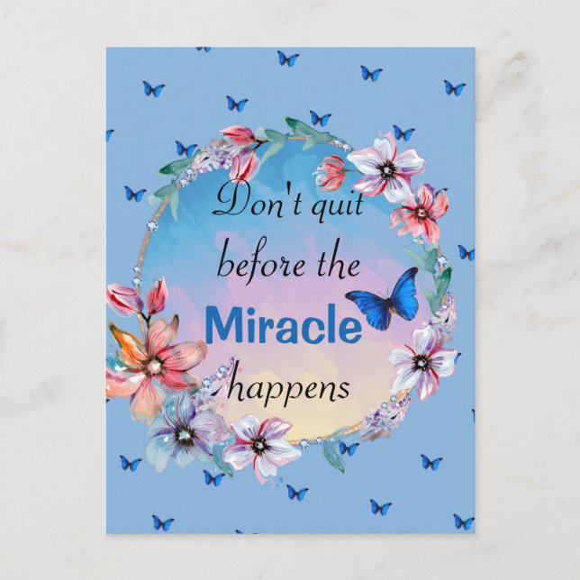 Butterflies & Flowers Positive Mindset Quote Vykort (Framsida)
