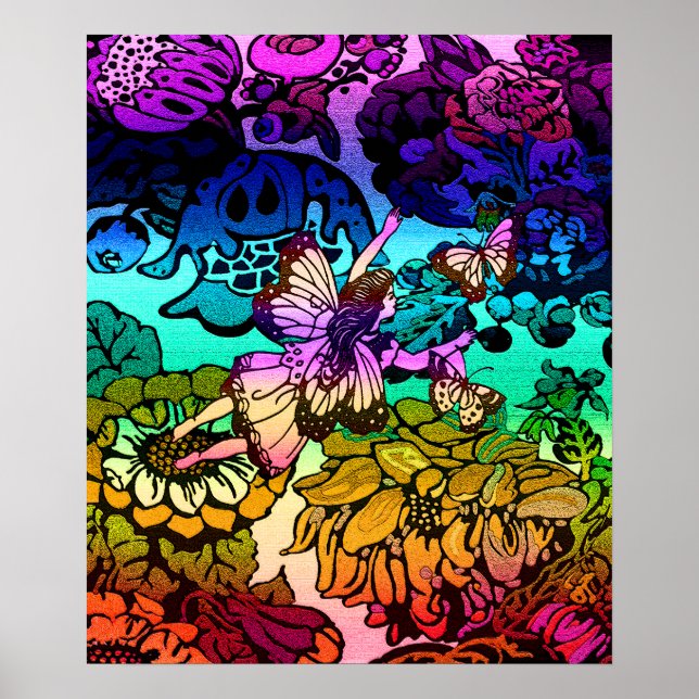 Butterflies, Flowers, Rainbow, Angel Poster (Framsidan)