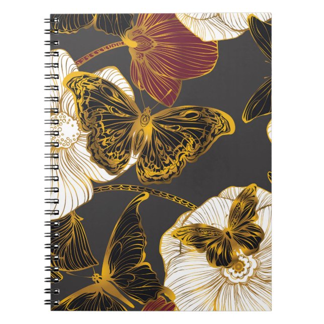 Butterflies & Flowers: Vår Boho Mönster Anteckningsbok (Framsidan)