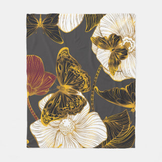 Butterflies & Flowers: Vår Boho Mönster Fleecefilt