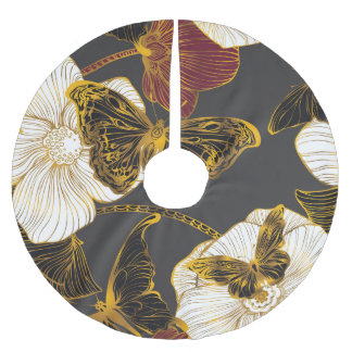 Butterflies & Flowers: Vår Boho Mönster Julgransmatta Borstad Polyester