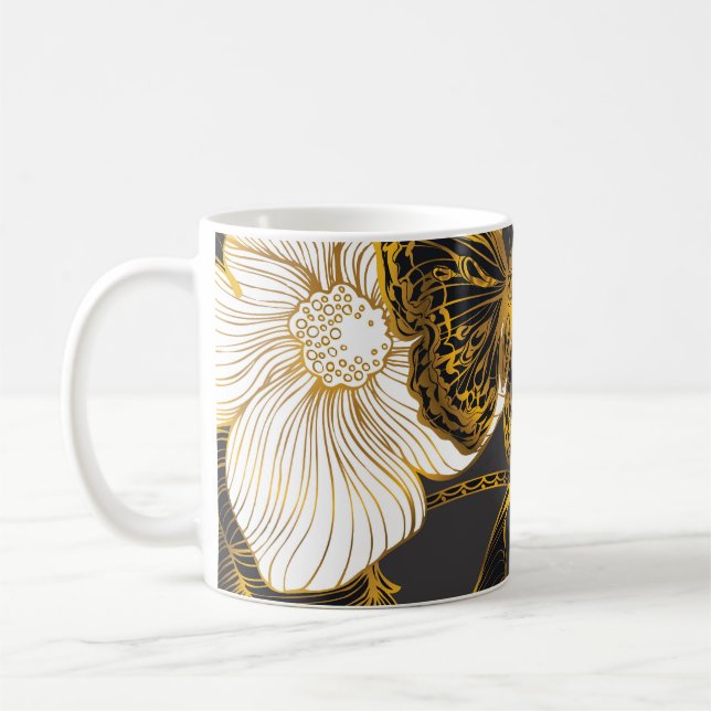 Butterflies & Flowers: Vår Boho Mönster Kaffemugg (Vänster)