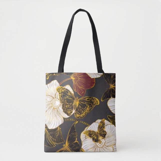 Butterflies & Flowers: Vår Boho Mönster Tygkasse (Framsida)